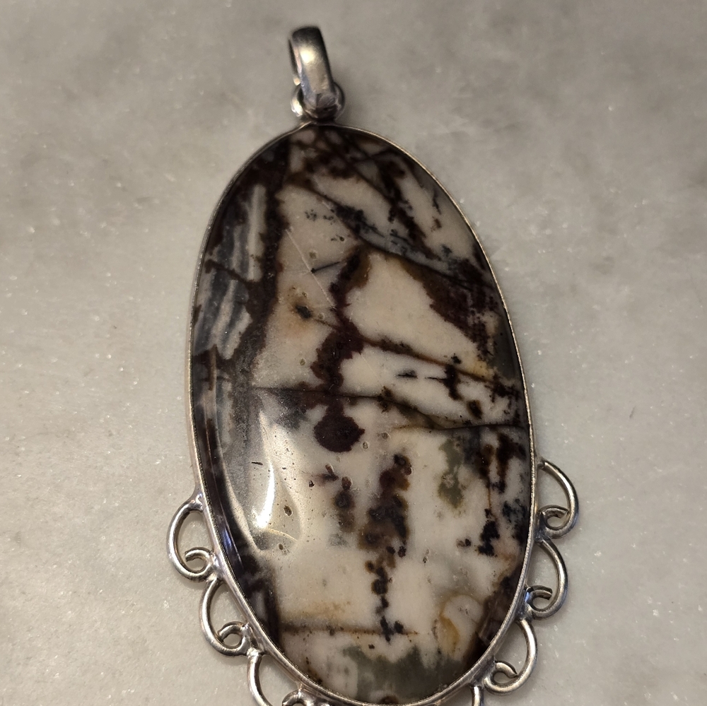Large, Natural Wild Horse Pendant Set In Sterling Silver